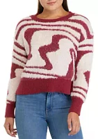 A. Byer Juniors' Long Sleeve Swirl Print Sweater