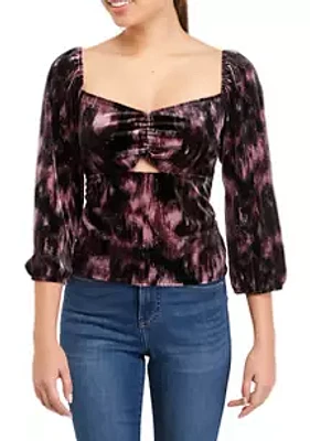 A. Byer Juniors' Twist Front Cutout Velvet Top