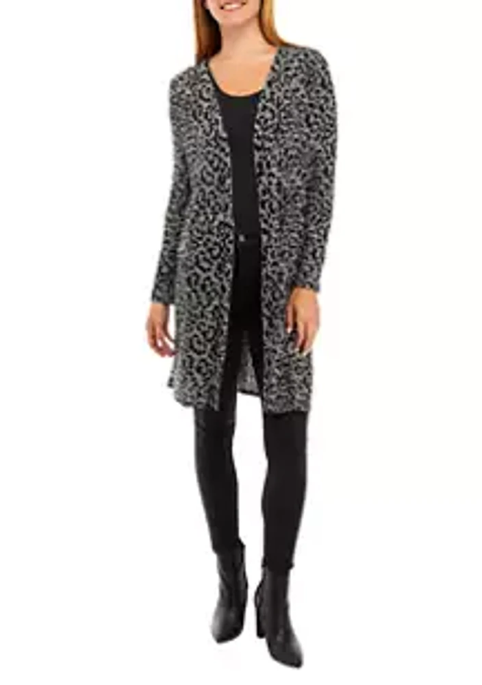 A. Byer Juniors' Long Sleeve Printed Duster Cardigan