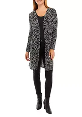 A. Byer Juniors' Long Sleeve Printed Duster Cardigan