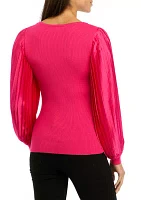 Women's Thick Ribbed Chiffon Sleeve Top