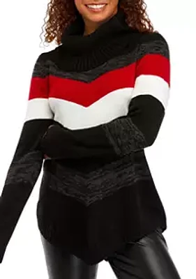 A. Byer Juniors' Cowl Neck Chevron Sweater