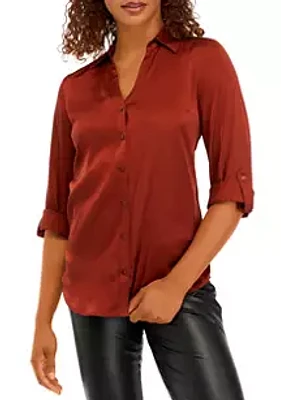 A. Byer Juniors' Solid Satin Portofino Top