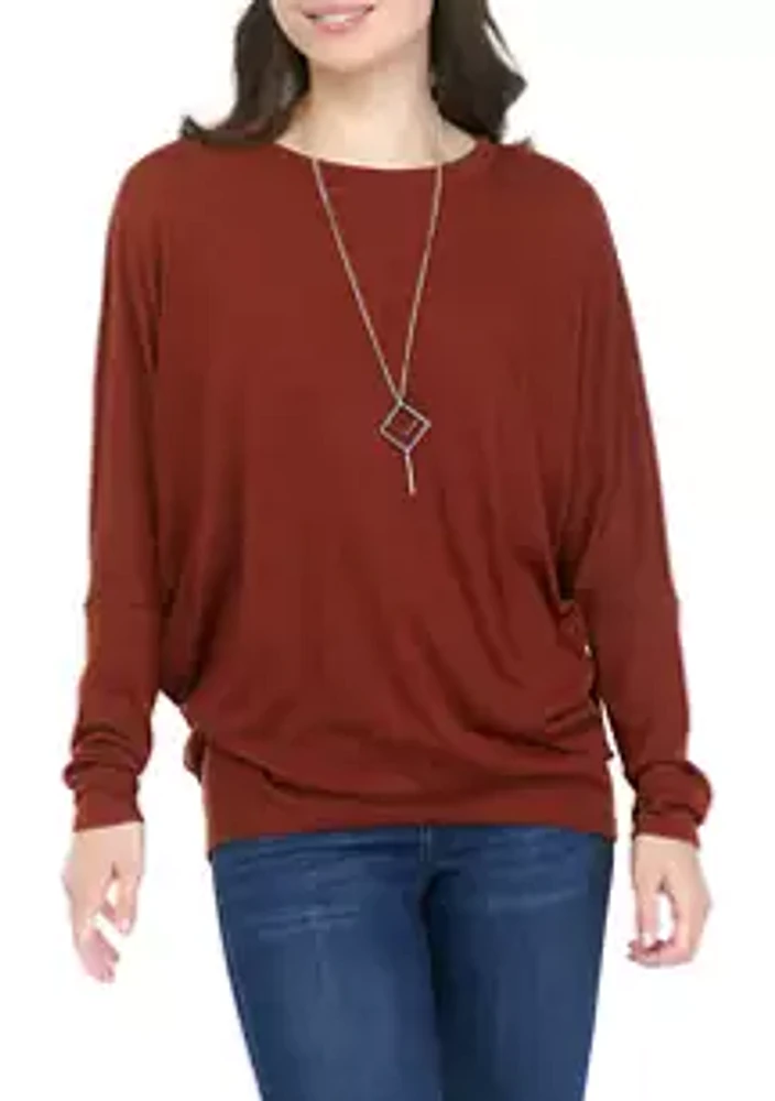 A. Byer Juniors' Long Dolman Sleeve Hatchi Top