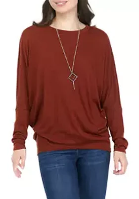 A. Byer Juniors' Long Dolman Sleeve Hatchi Top