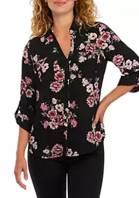 A. Byer Juniors' Printed Button Down Blouse