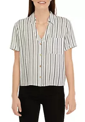 A. Byer Juniors' Cropped Stripe Shirt