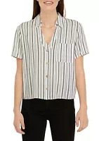 A. Byer Juniors' Cropped Stripe Shirt