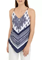 A. Byer Juniors' Sleeveless Scarf Printed Tank Top