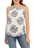 A. Byer Juniors' Sleeveless Embroidered Cut Away Scallop Tank