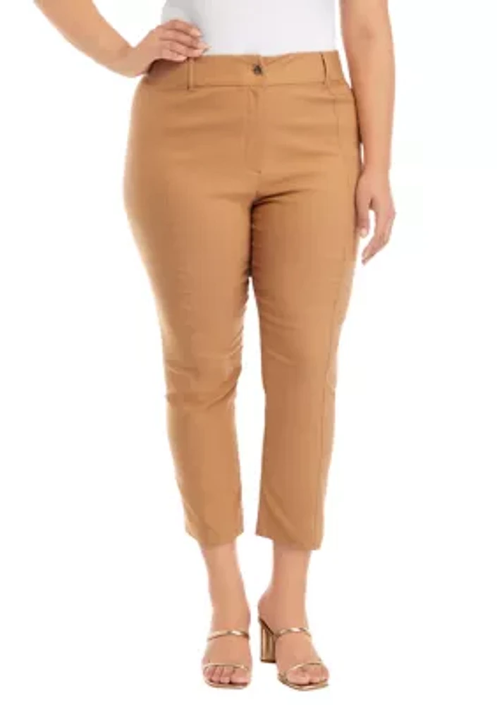 Plus Satin Luxe Straight Leg Crop Pants