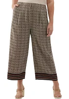 Plus Medallion Print Wide Leg Crop Pants