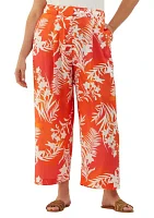 Plus Wildflower Printed Wide Leg Ankle Pants