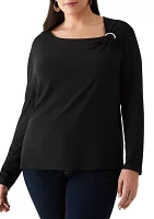 Plus Asymmetrical Neck Top