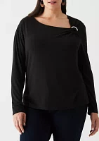 Plus Asymmetrical Neck Top