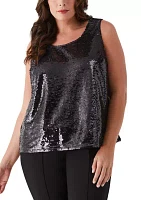 Plus Sequin Sleeveless Tank Top