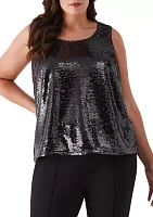 Plus Sequin Sleeveless Tank Top