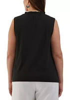 Plus Button Front Ruffle Sleeveless Tank Top