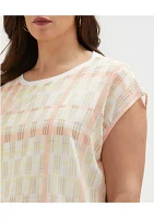 Plus Crosshatch Print Sleeveless Top