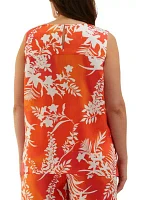 Plus Wildflower Printed Drape Sleeveless Blouse