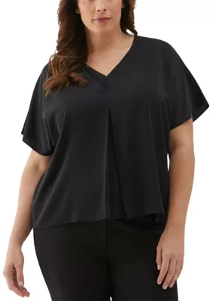 Plus Layered Dolman Short Sleeve Blouse