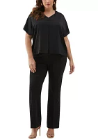 Plus Layered Dolman Short Sleeve Blouse