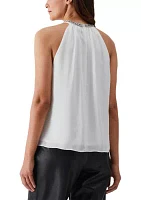 Petite Embellished Sleeveless Halter Blouse