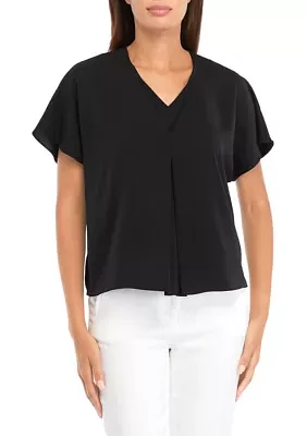 Petite Layered Dolman Short Sleeve Blouse