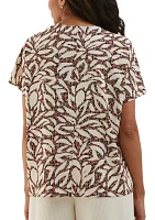 Petite Beach Geometric Print Layered Dolman Short Sleeve Blouse