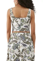 Petite Batik Print Square Neck Sleeveless Top