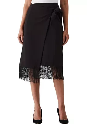 Tie Wrap Skirt with Tassel Trim