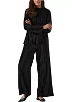 Pleated Velvet Wide Leg Pants