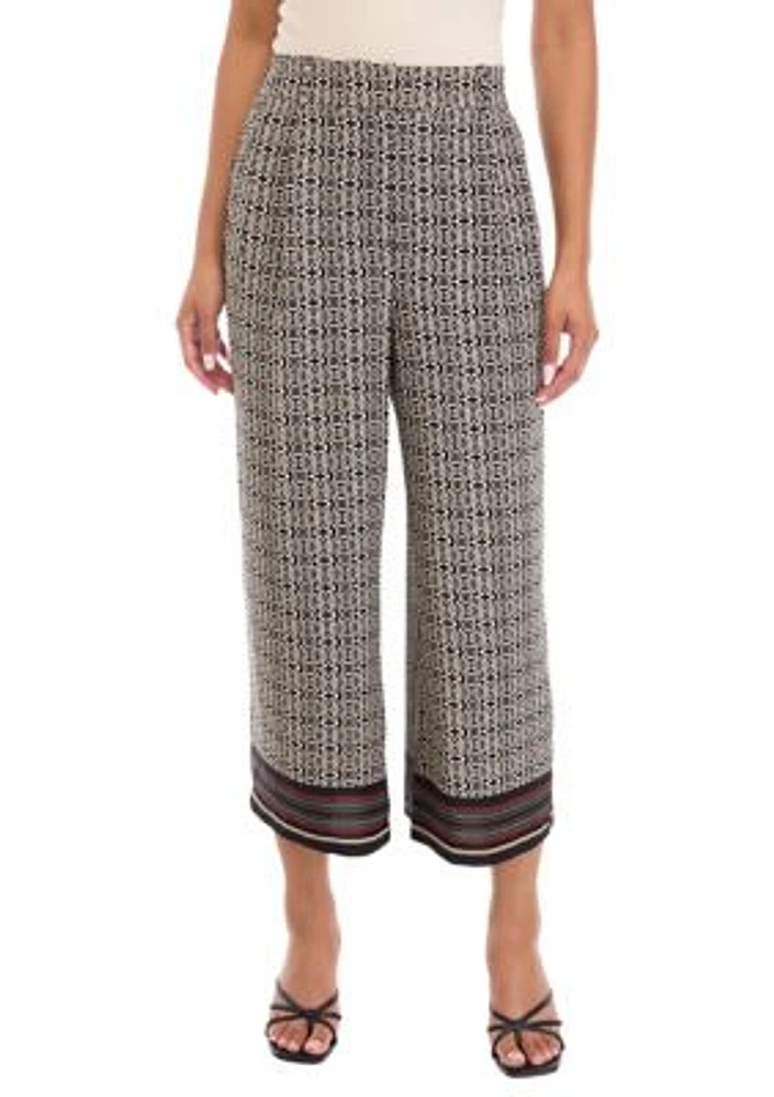 Women's Medallion Print Wide Leg Crop Pants