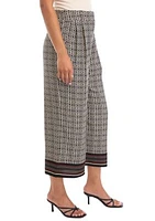 Women's Medallion Print Wide Leg Crop Pants