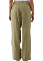 Women's Linen Blend Pleated Wide Leg Pants