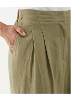 Women's Linen Blend Pleated Wide Leg Pants