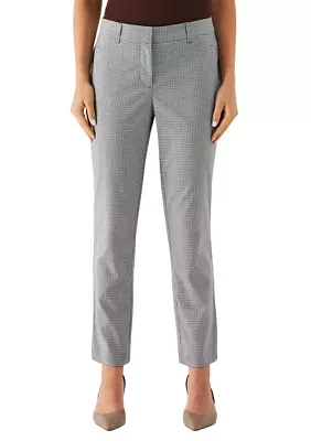 Check Gabardine Straight Leg Pants