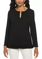 Women's Long Sleeve Open Neck Tunic