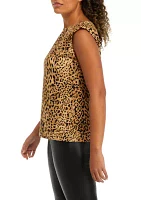 Women's Leopard Print Rivet Detail Sleeveless Tank Top