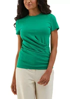 Women's Asymmetrical Wrap Short Sleeve Top