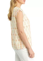 Women's Printed Knit Cap Sleeve Top