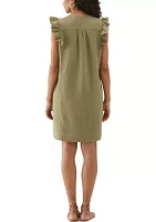 Women's Linen Blend Pintuck Sleeveless Dress