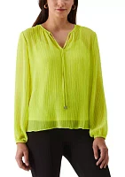 Women's Pleated Balloon Sleeve Blouse