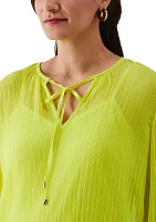 Women's Pleated Balloon Sleeve Blouse