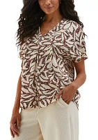 Women's Beach Geometric Print Layered Dolman Short Sleeve Blouse