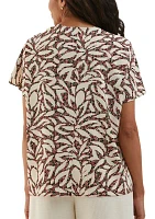 Women's Beach Geometric Print Layered Dolman Short Sleeve Blouse