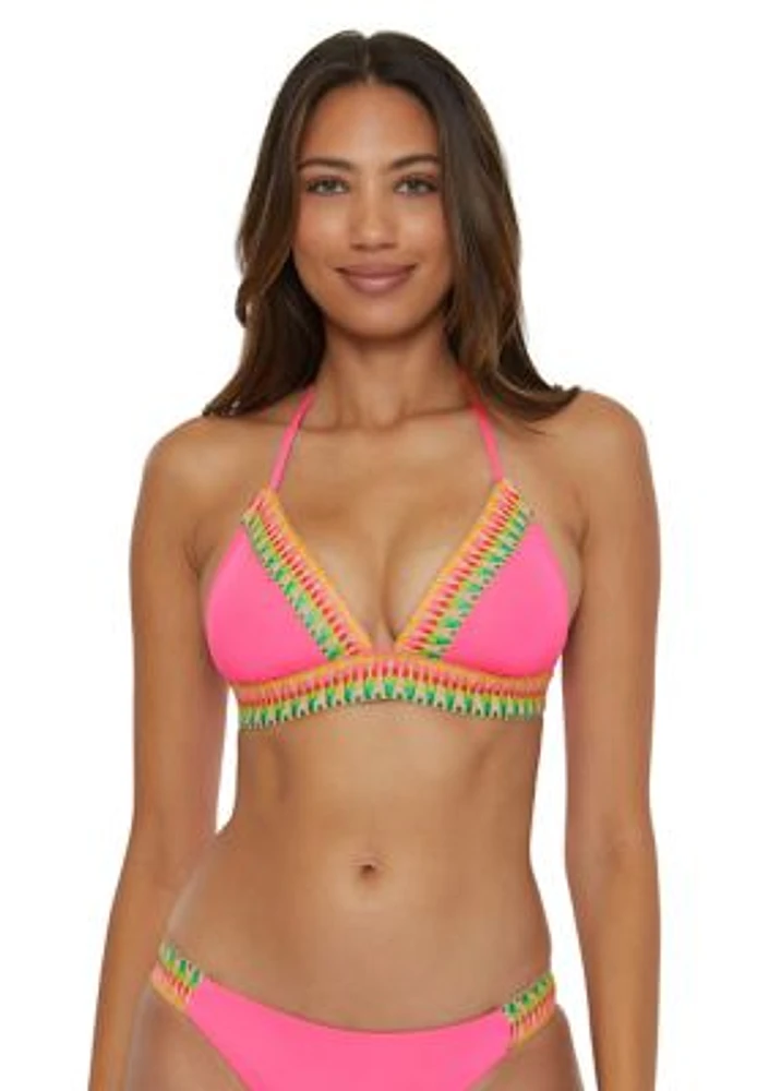 Fiesta Halter Swim Top with Trim Detail