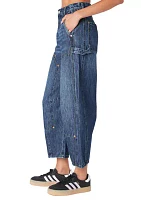 Women's Barrel Leg Denim Carpenter Pants