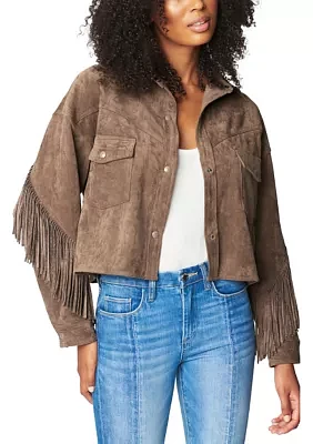 Women's Hot Cocoa Faux Suede Fringe Shacket