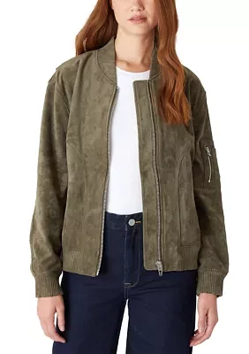 Women's Faux Suede Bomber Jacket